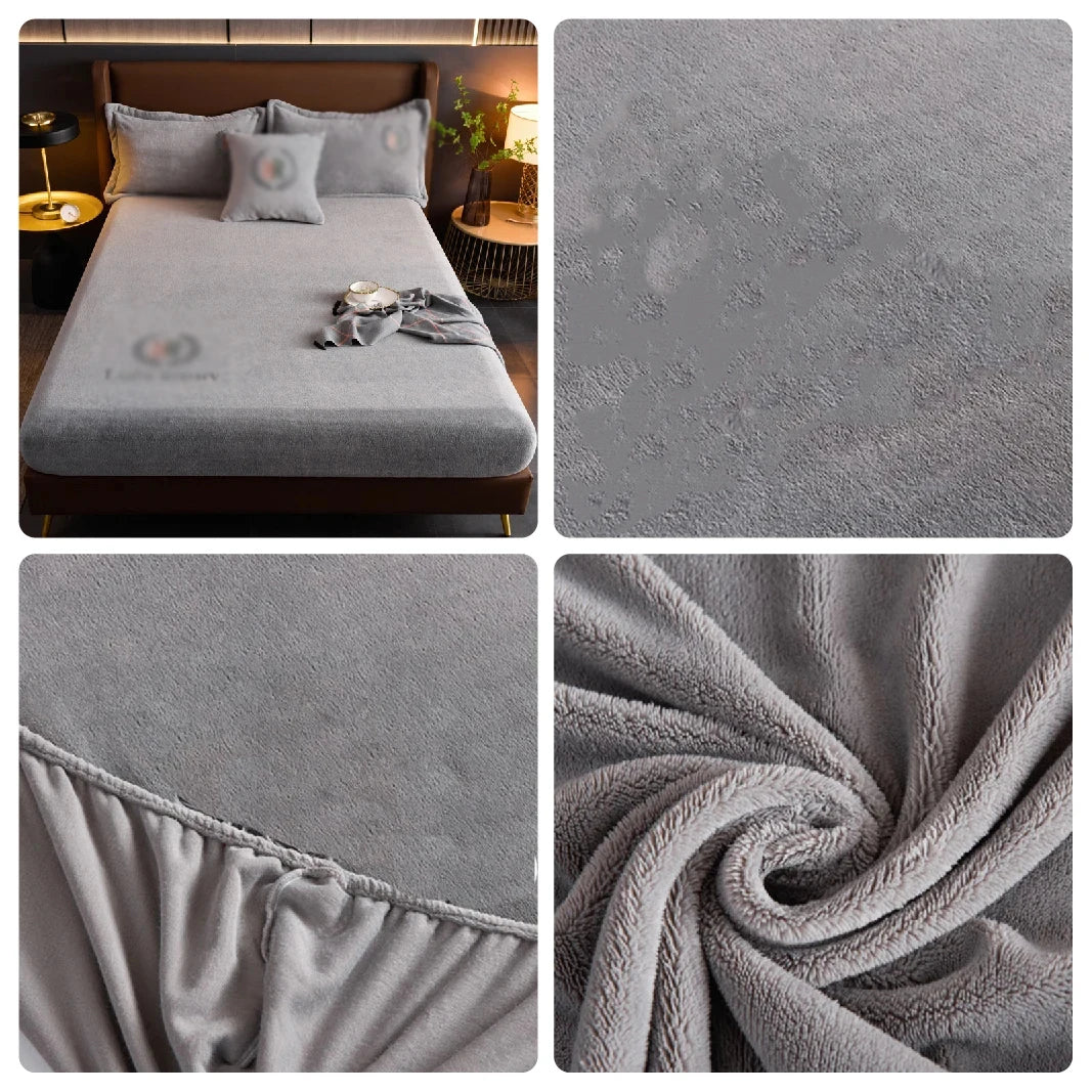 Thickened Velvet Mattress Cover High-quality Solid Color Bedspread Latex Mattress Elastic Soft Mattress Covers 160/180/200x200cm.