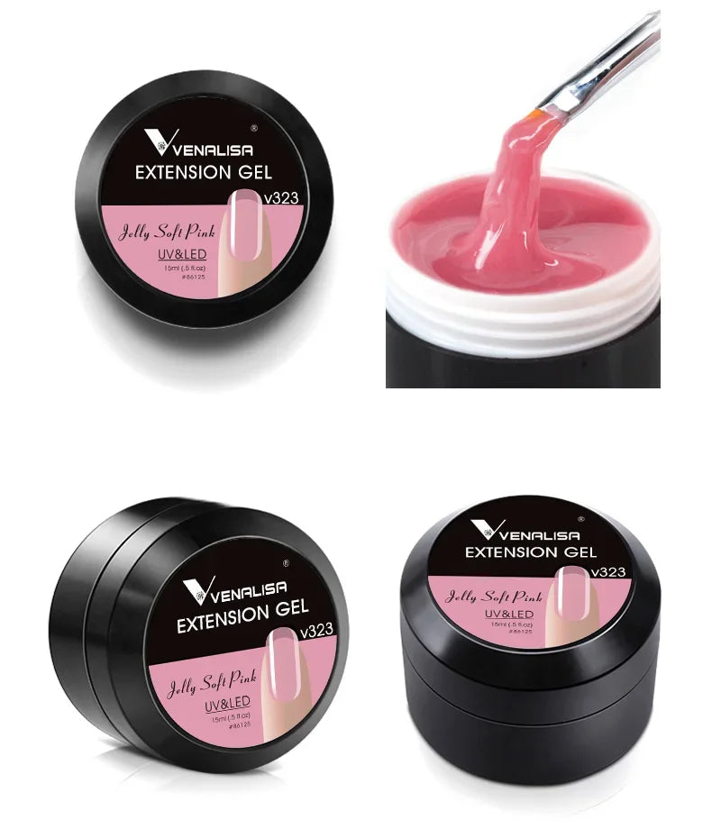 Venalisa Camouflage Nail Gel 15ml Soak Off UV LED Nail Polish Builder Construction Extend Semi Transparent  Jelly Poly Nail Gel.