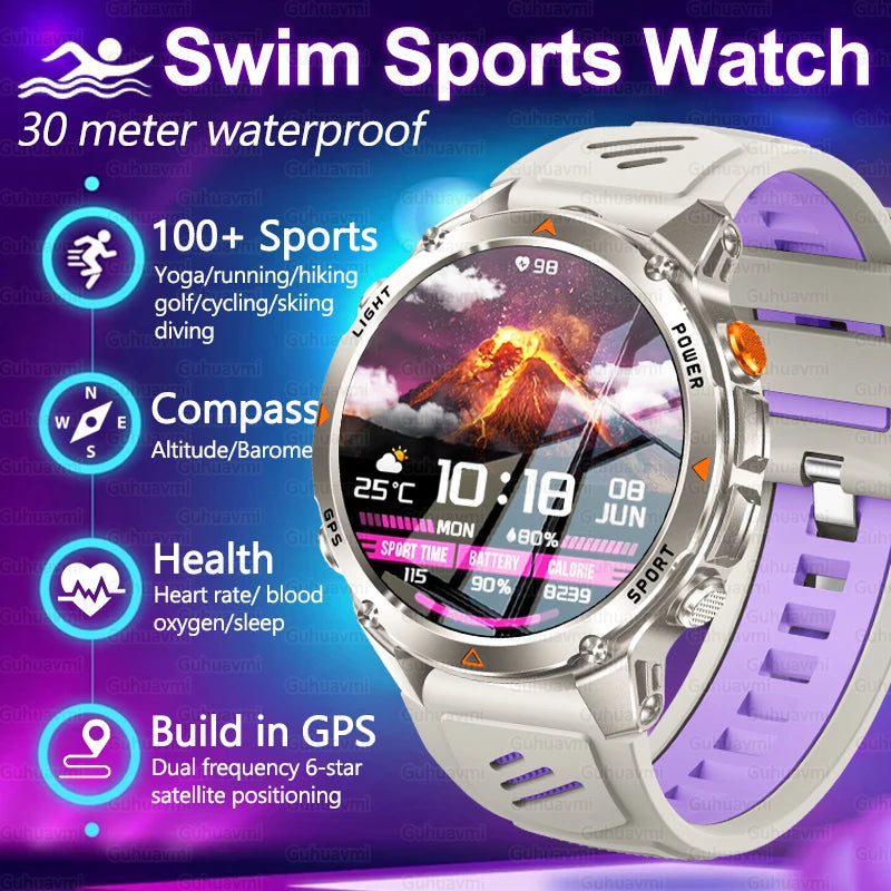 New Outdoors Military GPS Sports Smart Watch Women Dual-Band GNSS Compass Altimeter 3ATM Waterproof BluetoothCall Smartwatch Men.