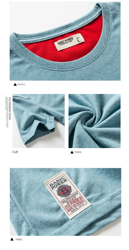 Men's T-shirt Cotton White Blue T Shirt Men Autumn Summer Causal O-neck Basic Designer Tshirt Male High Quality Classical Tops.