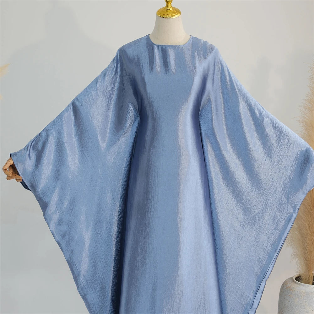 Eid Batwing Satin Shimmer Soft Crepe Abaya Dubai Luxury 2024 Islam Muslim Maxi Kaftan Dress Kebaya Abayas For Women Vestidos