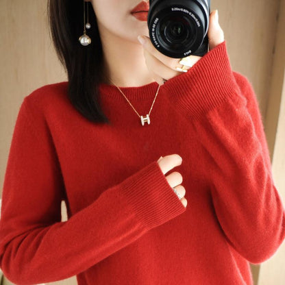 2025 frauen Pullover Frühling Herbst Lange Hülse O-ansatz Pullover Warme Bodenbildung Shirts Koreanische Mode Pullover Strickwaren Weiche Jumper