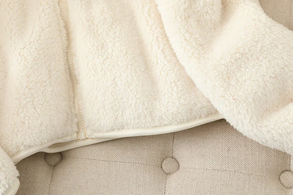 Damen-Fleecemantel, Winter, warm, verdickte Jacke, beidseitig zu tragen, doppelseitige Samt-Korallen-Fleece-Mäntel, Polar-Fleece-Jacken