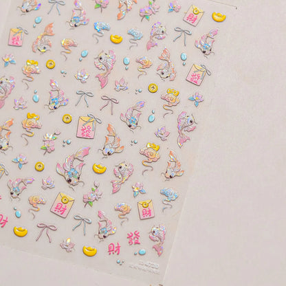 Ocean Theme 5D Nail Sticker Summer Beach Seashells Starfish Conch Scallop Shell Coral Self Adhesive Decoration Manicure Decal