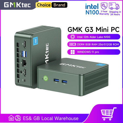 GMKtec G3 Mini PC Intel Alder Lake N100 Windows 11 Pro Desktop Computer 8/16GB RAM 256/512GB PCIe M.2 SSD WiFi 6 BT5.2 Mini PC.
