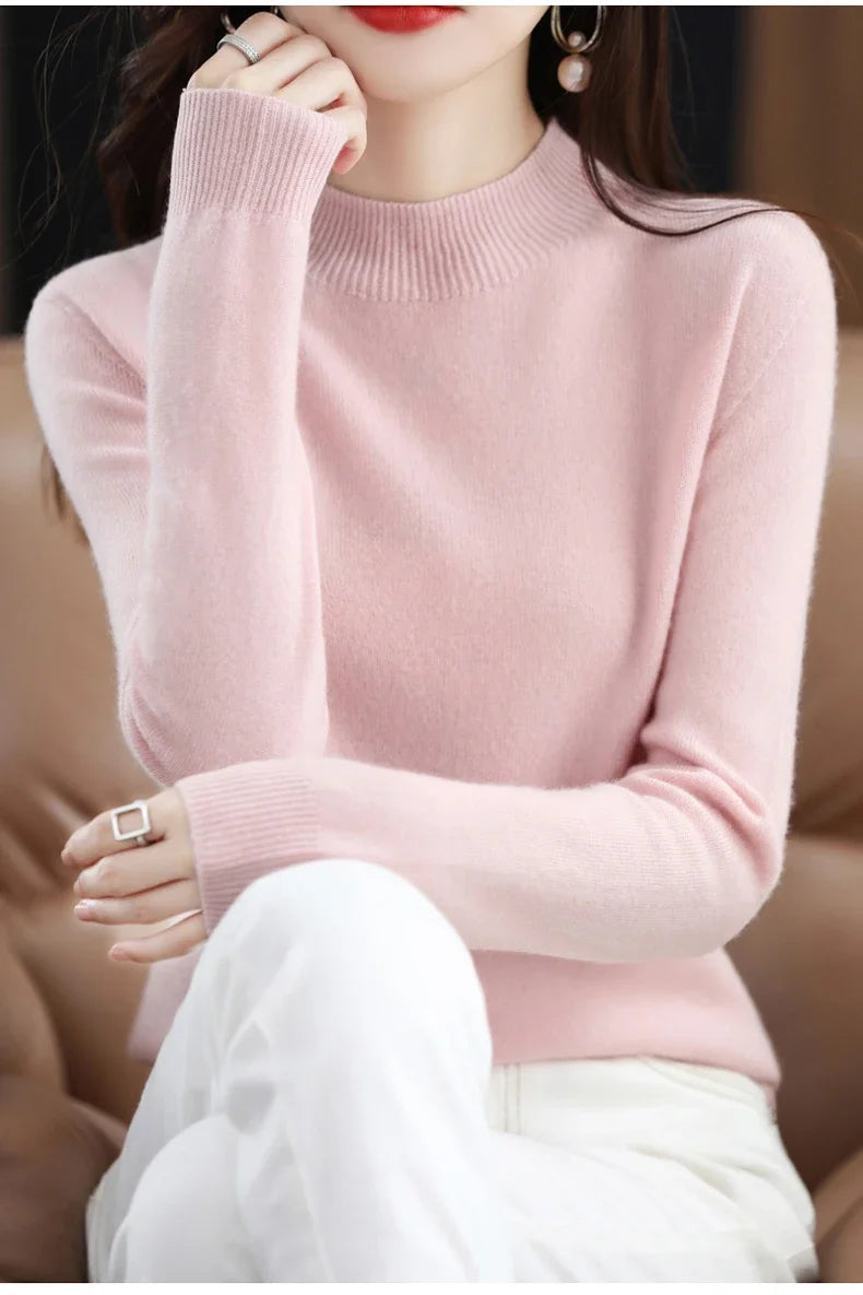 2025 Women's Casual Knit Tops Half-neck Pullover In Autumn And Winter New Cashmere Sweater Women's Coat 19 Colors