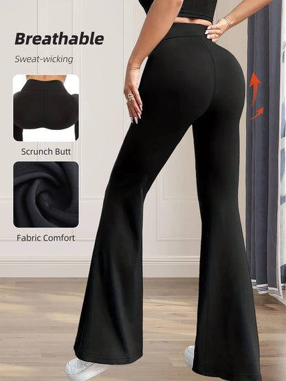 Eng anliegende Schlaghose für Damen im Frühling und Sommer mit hoher Taille, lange schwarze Hose mit schmalem Bein, dünne Hose mit weitem Bein für schlanke Frauen