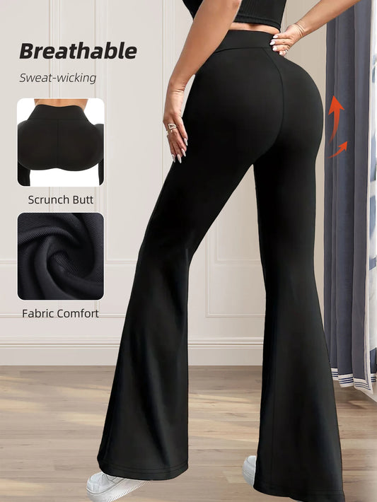 Eng anliegende Schlaghose für Damen im Frühling und Sommer mit hoher Taille, lange schwarze Hose mit schmalem Bein, dünne Hose mit weitem Bein für schlanke Frauen