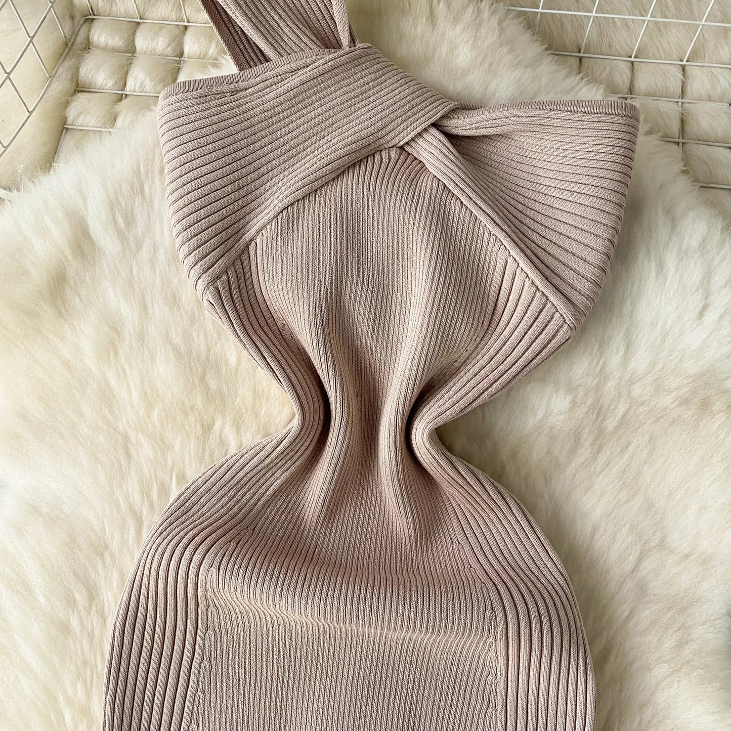 SINGREINY Einzelnen Schulter Tinte Stricken Kleid Backless Tank Gestreiften Schlank Bodycon Sommerkleid Frauen Sommer Beachwear Sexy Chic Vestidos