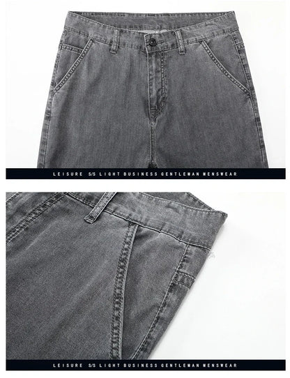 Business Lyocell Jeans Men Summer New Thin Fashion Straight Breathable Brand Pants Male Slim Comfortable  Denim Trousers