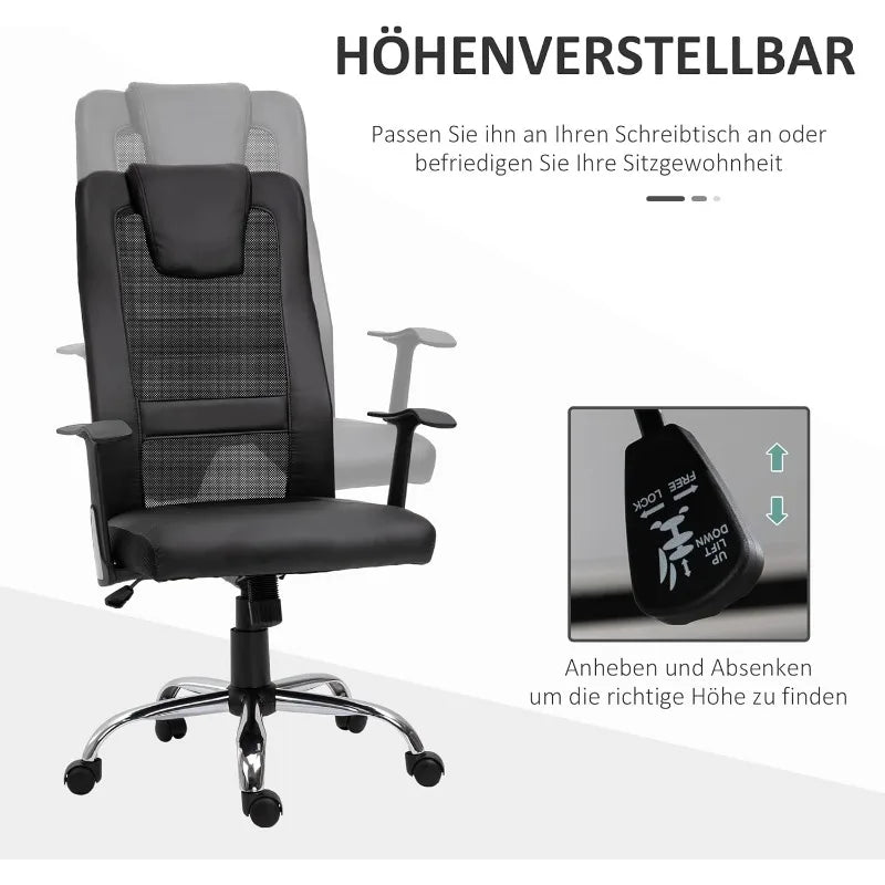 Vinsetto Bürostuhl Drehstuhl höhenverstellbar Chefsessel Schreibtischstuhl ergonomisch PU schwarz 66 x 73 x 108-118 cm
