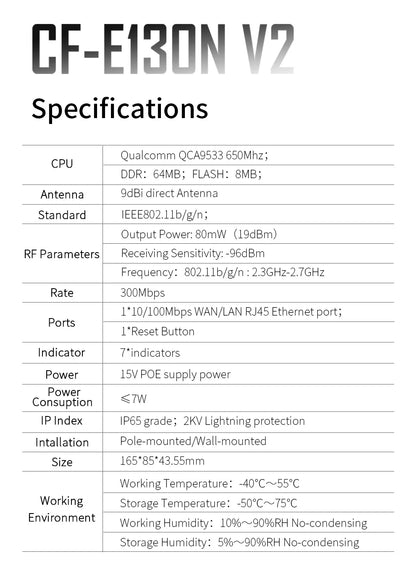 COMFAST 300Mbps Outdoor CPE Bridge Access Point 2.4Ghz 1Km-5km Long Range Extender WiFi Repeater Router AP Wi-Fi Bridge p to p