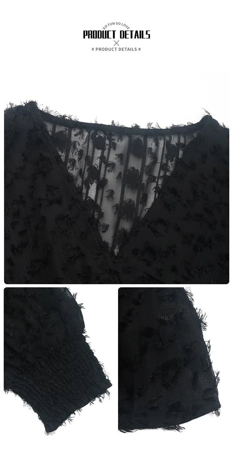 European New Fashion Women's Sexy Solid Color Elegant Casual Trendy V-neck Long Puff Sleeve Slim Pullover Shirts Female Clothes.