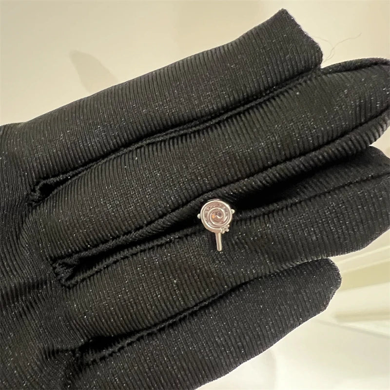 1PCS Cute Pink Zircon 316L Stainless Steel Ear Bone Nail New Fashion Y2K Punk Small Earring for Women Cochlea Jewelry Party Gift.