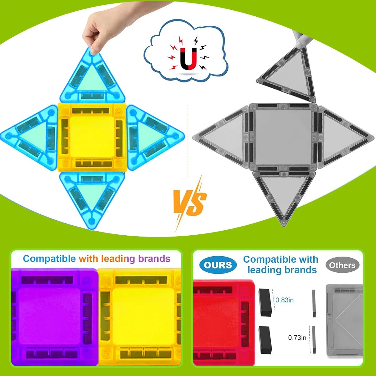 Magnetic Building Blocks Construction Sets Mini Size DIY Montessori Sensory Educational Magnets Toys For Boys Girls Kids Gift.