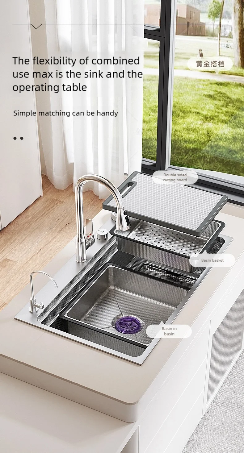 Household Rust Proof 304 Stainless Steel Kitchen Sink Handcrafted Thickened Undermount Wash Vegetable Basin Large Single Slot
