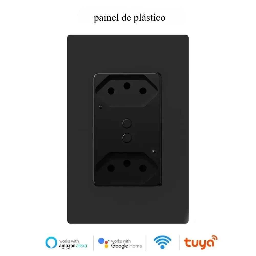 Melery Brasilien WiFi Smart Leben Dual Wand Steckdose Tuya Elektrische Stecker Outlet PC/Glas Touch Panel Alexa Dot Google hause Assistent
