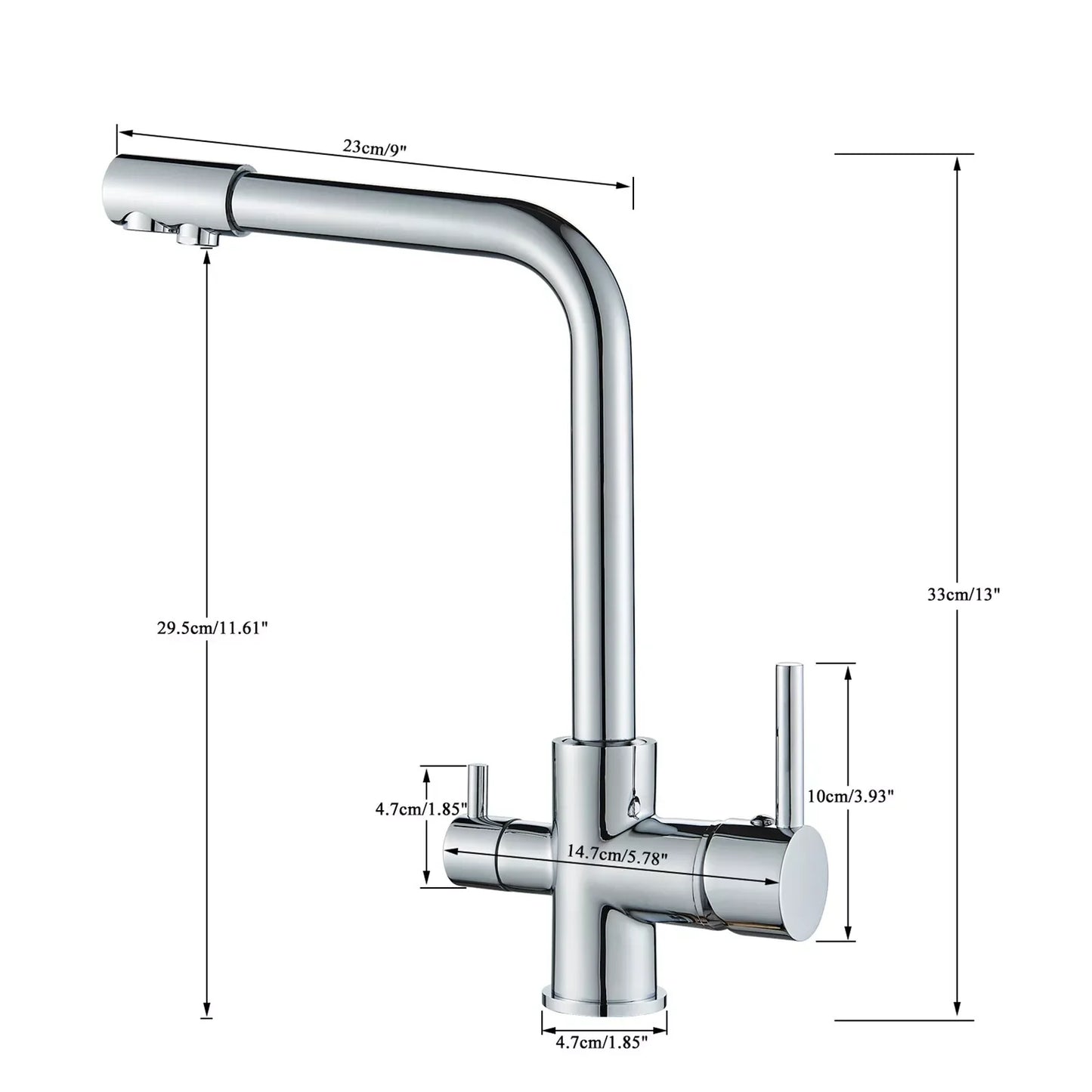 Chrome Brass Pure Water Kitchen Faucet Dual Handle Hot and Cold Drinking Water 3-way Filter Kitchen Purified Mixer Taps