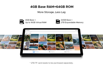 DOOGEE Tab A9+ 2 IN 1 Smart Tablet 11'' Screen Android 15 20GB RAM(4+16) 64GB ROM 8580mAh Battery Dual Speakers Widevine L1