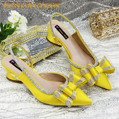 New Arrival Elegant African Party High-heeled Shoes Chain Decoration Trendy Women's Sandals Nigerian Women Wedding Pumps.