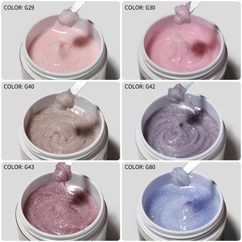 MSHARE 50g/250g Shimmer Pink White Acrylic Gel TPO Free Glitter Shiny Extension Acryl Hard Gel Nails Sculpting Construction.