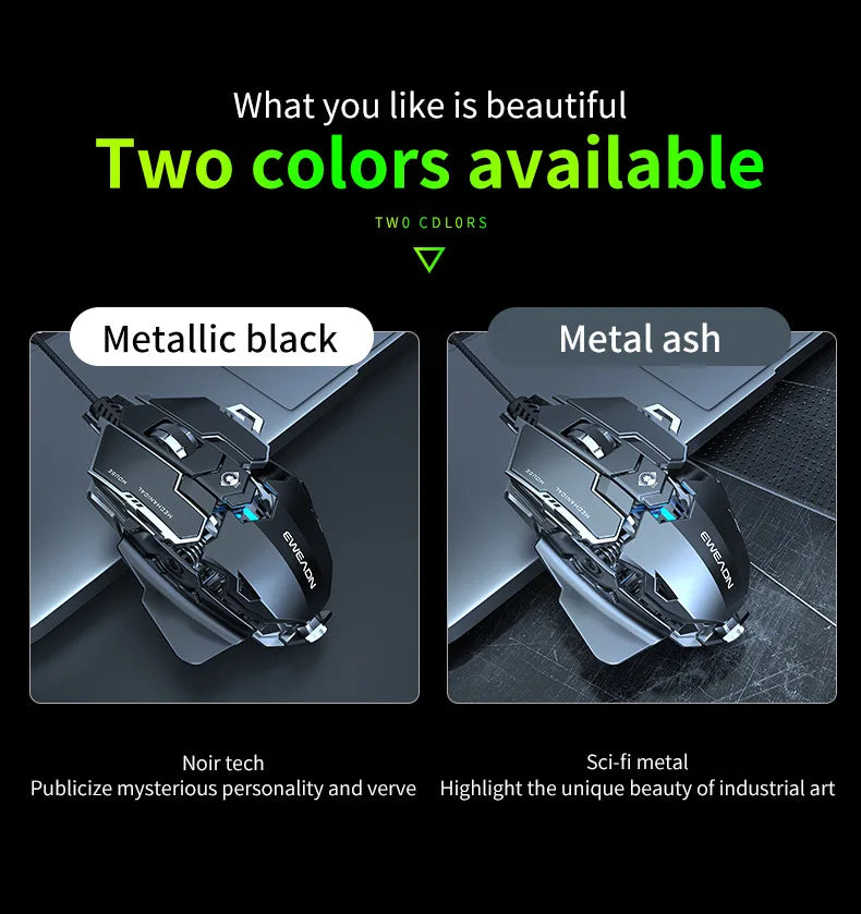 MK500 RGB Backlight Wired Mechanical Mouse 12800DPI Adjustable Macro Programming E-Sport Ergonomic Gaming Mouse For PC Laptop.