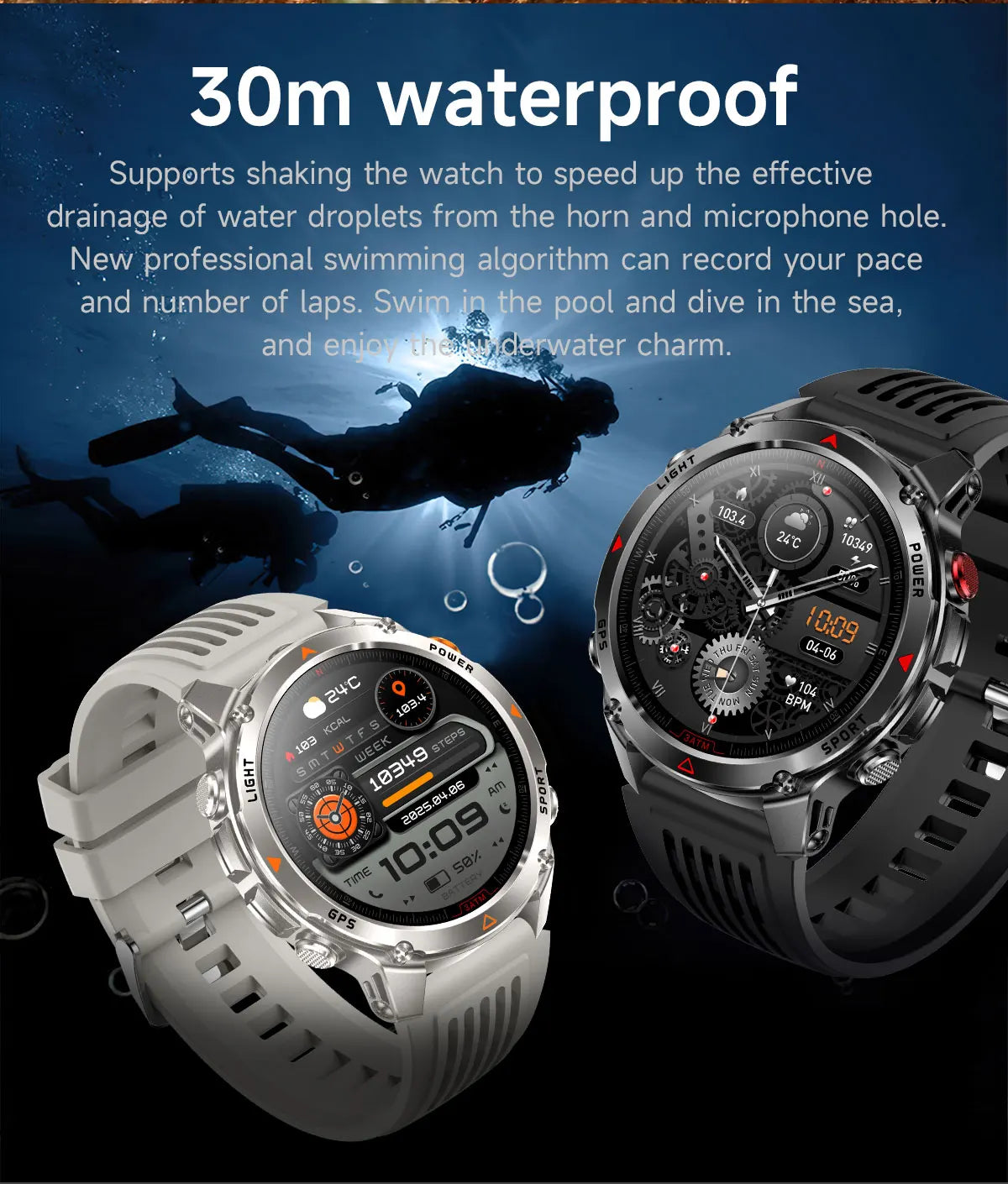 Outdoor Military GPS Smartwatch For Men Build in Dual Band GNSS Compass Altitude 3ATM Waterproof Swimming Smart Watch Women 2025.