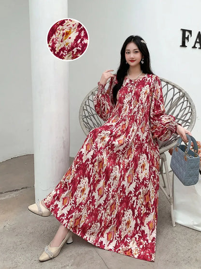 Kleid Frauen Kleidung plus Größe Frühling Sommer böhmischen Strand koreanischen Stil Blumen Vintage Vestidos Robe lose Kleider übergroß.
