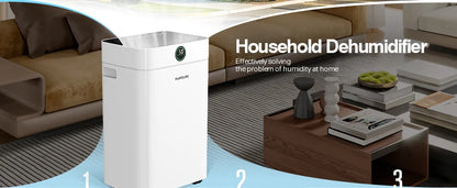 Dehumidifier 20 L, Dehumidifier Cellar Rooms with Digital Display, 24H Timer, Automatic Defrosting, Dry Clothes, Continuous Drai.