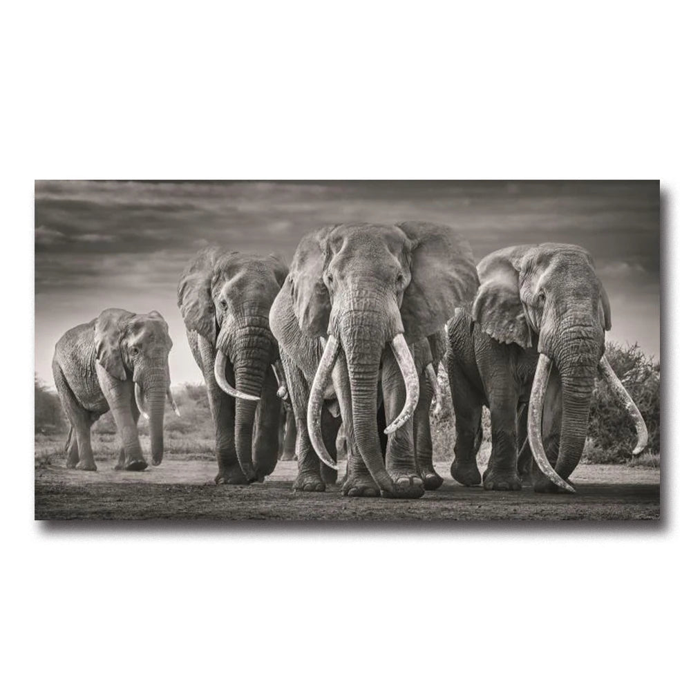 Walking Elephant Home Decoration Canvas Painting Modern Light Luxury Living Room Wall Art Posters High End Picture Print Artwork