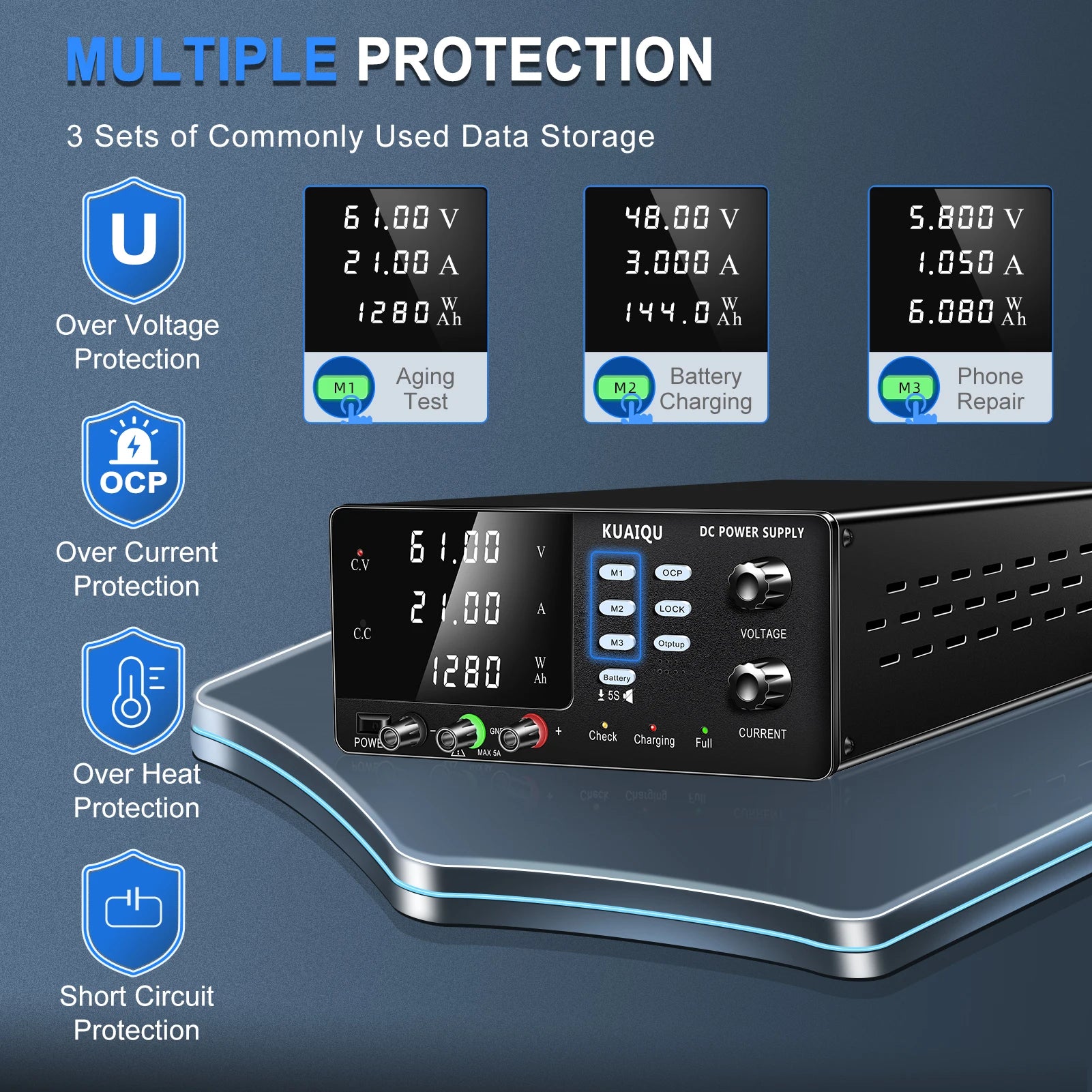 Professional Battery Charging Lab DC Power Supply 30V 60V 120V Adjustable Laboratory OCP OUTPUT 12V 10A Electric Vehicle Charger.