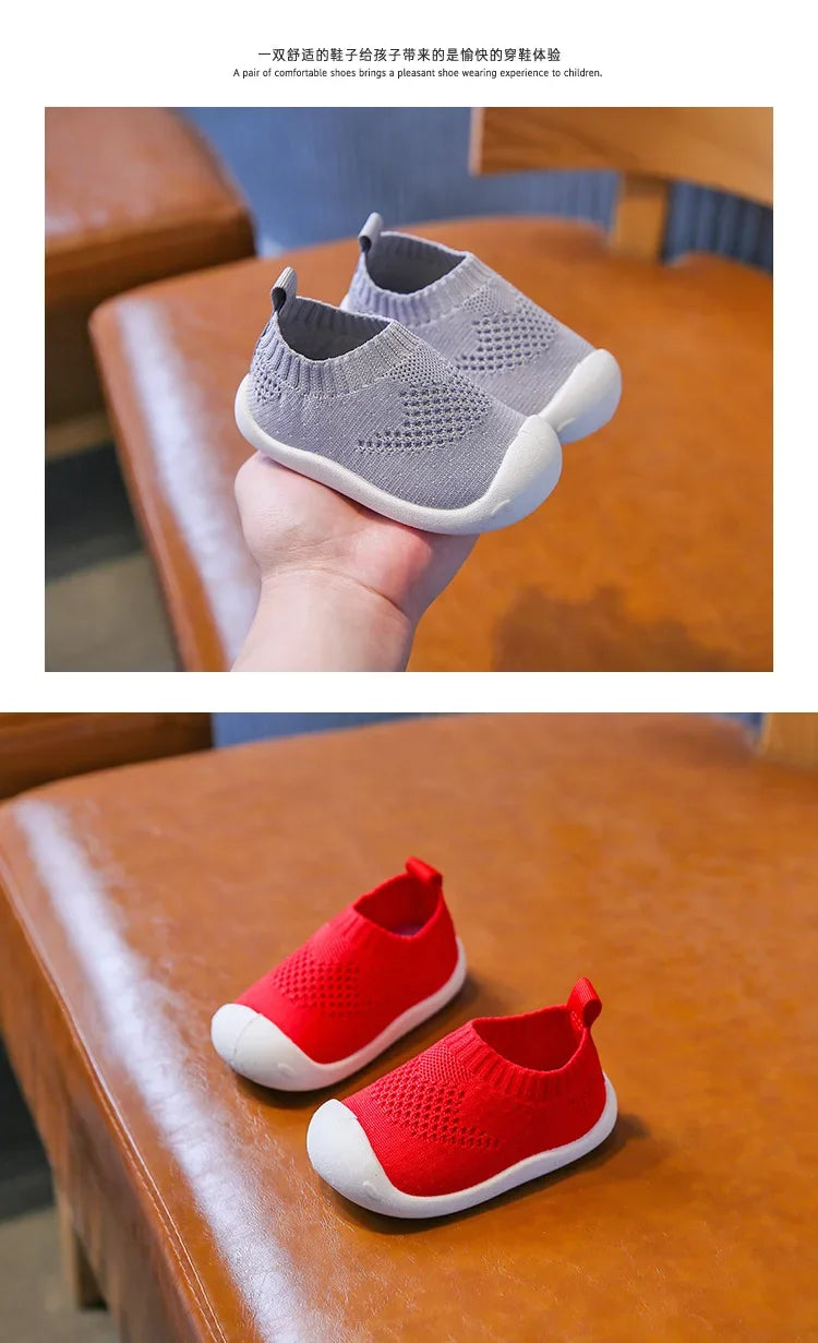 Baby Boys Casual Shoes Toddlers Girls Sneakers Stretch Fabric Kids Shoes Slip-on Soft Anti-skid Children Breathable Baby Flats.