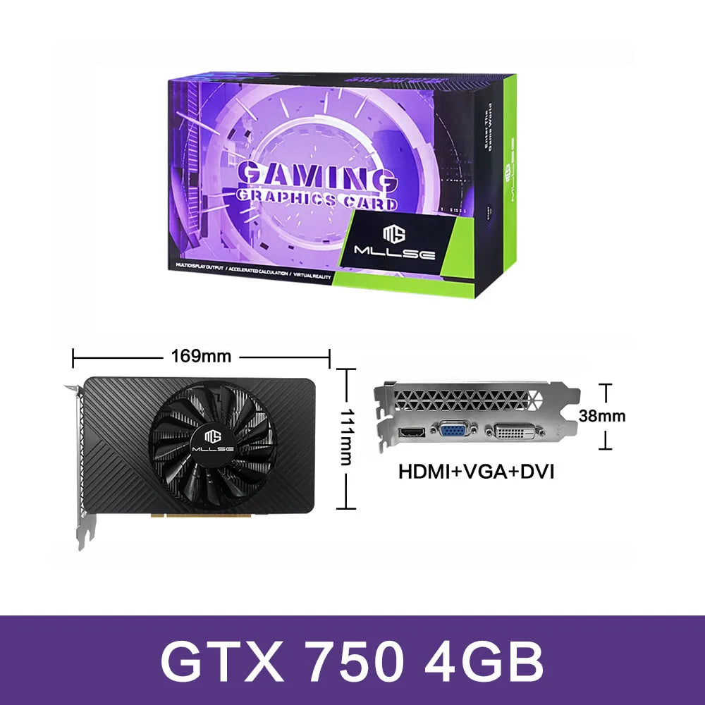 MLLSE GTX 750Ti 4GB Graphics Card GDDR5 128Bit HDMI DVI VGA PCI-E 3.0 Geforce GPU Gtx 750ti Gaming Video Card Placa De Video.