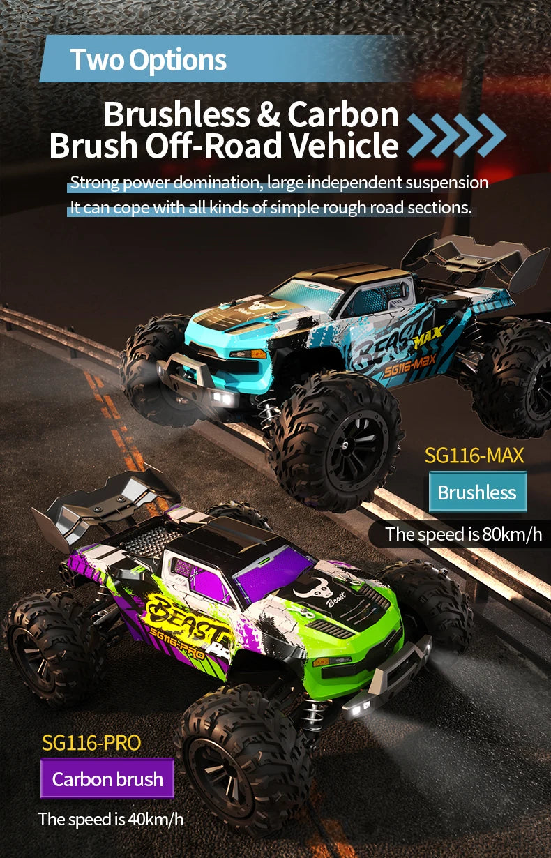 SG116 MAX 1:16 High Speed Drift Racing Car 80KM/H Brushless Motor 4WD SG316 MAX RC Off Road Car Monster Trucks Toy For Kids Gift.