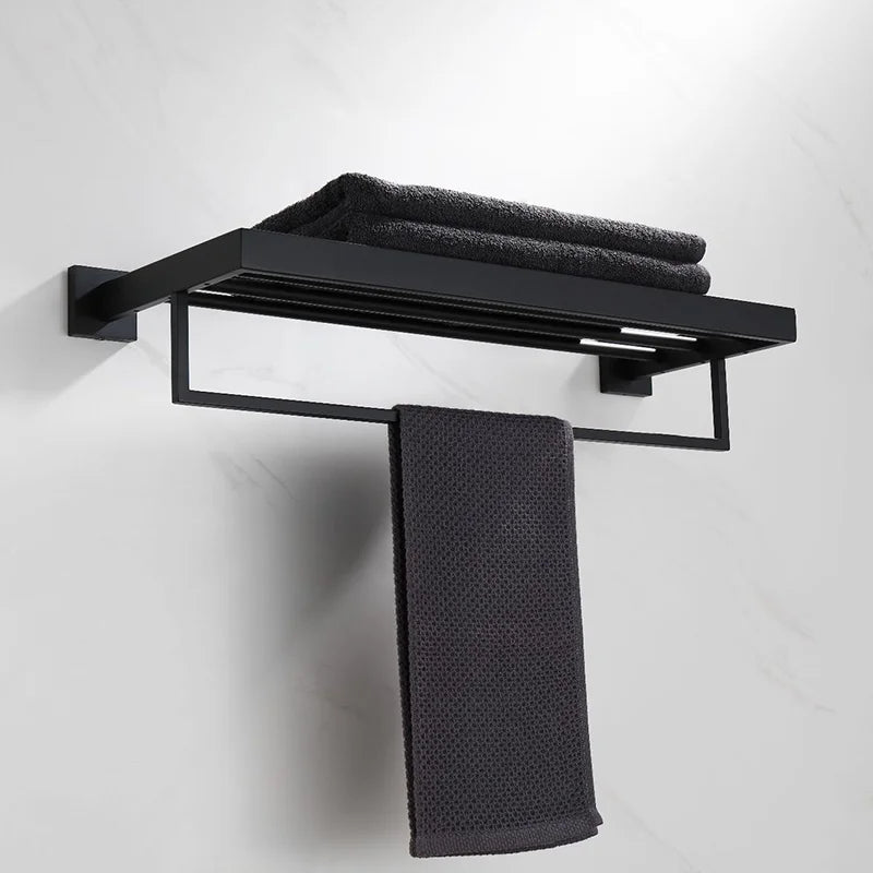 Schwarz Bad zubehör Edelstahl Set Wandre gal Handtuch halter Handtuch halter Taschentuch halter Kleider haken Toiletten bürste Anhänger