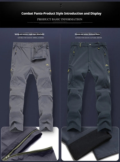 2025 New Trendy Two Wear Outdoor Windproof and Waterproof Tactical Pants for Men and Women Climbing Work Pants.