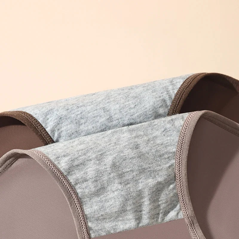 High Waist Period Underwear for Women | Cotton Leak Proof Panties | Anti-Overnight Flow | Plus Size M-4XL (Black/Beige).