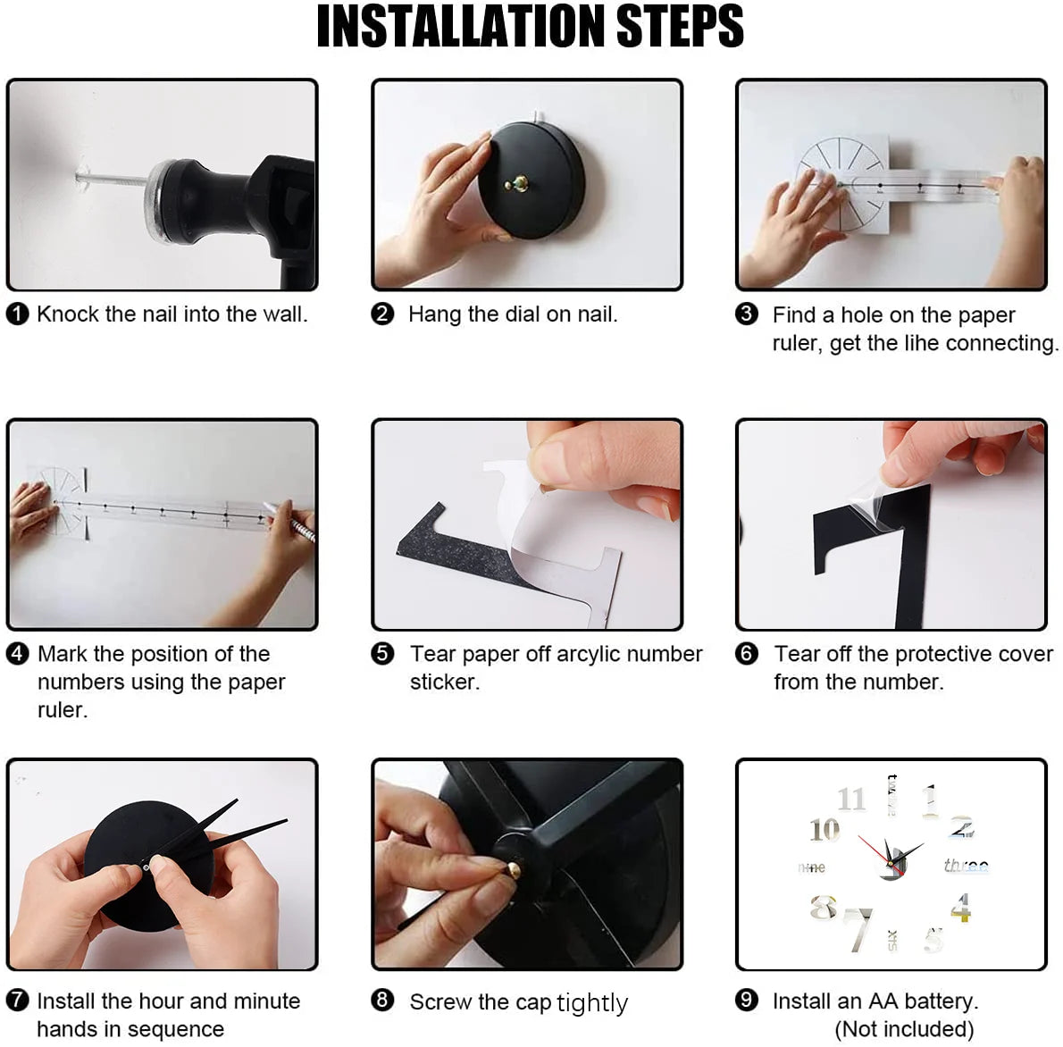 3D Große Wanduhr DIY Spiegel Wand Aufkleber Für Home Wohnzimmer Dekor Rahmenlose Quarzuhren Selbstklebende Hängende Uhren