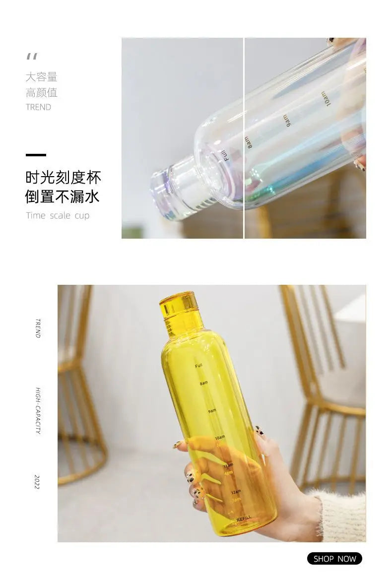 water bottle High-value colorful time scale cup red cute drinking water target bottle ins simple water cup my gourd man bottles.