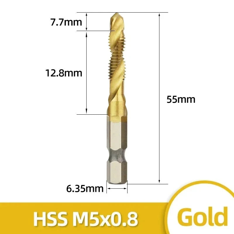 6 stücke Tap Titan Überzogene Sechskantschaft Bohrer Bits HSS Schraube Gewinde Metrische Taping Schraube Maschine Verbindung Werkzeug M3-M10 hand Werkzeuge