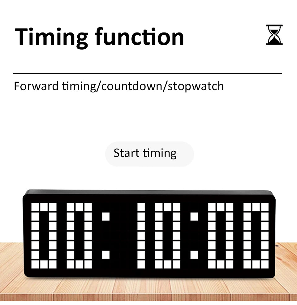 13 Zoll Pixel Digital Wanduhr Timer Positiv/Countdown/Stoppuhr Tischuhr mit Fernbedienung 12/24 Stunden LED Elektronische Uhren