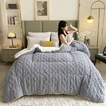 New Super Thick Winter Warm Blanket for Bed Artificial Lamb Cashmere Weighted Blankets Soft Comfortable Warmth Quilt Comforter.