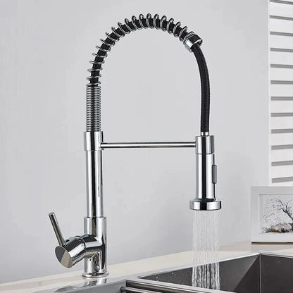 Matte Black Pull Down Kitchen Faucet Chrome Dual Modes Nozzle Hot Cold Water Mixer Crane Tap Brass Spring Kitchen Sink Faucets