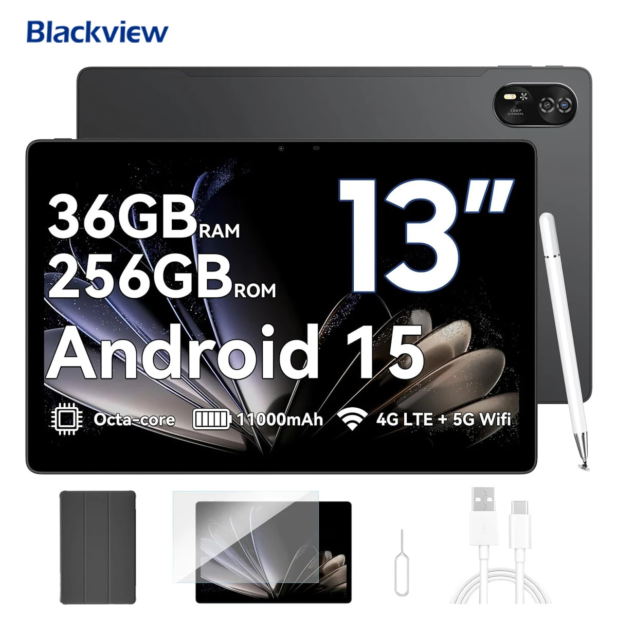 Blackview MEGA 8 Tablet 13‘’ 2K FHD Display, Octa Core T620 Android 15, 12GB RAM, 512GB ROM, 50MP + 13MP Camera, 11000 mAh.