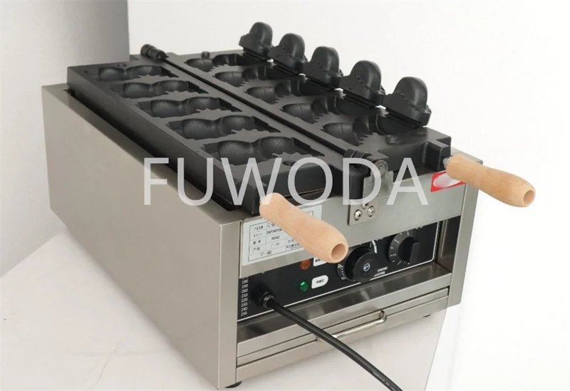 Customizable Electric 110V/220V Non-sticking Stainless Steel Dinosaur Waffle Making Machine Open Mouth Taiyaki Waffle Machine.
