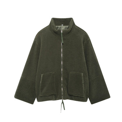 Winter Fleece frauen Mantel Zipper Stehkragen Lose Verdickt Mantel frauen Herbst Warme Neue Casual Trendy frauen Mantel