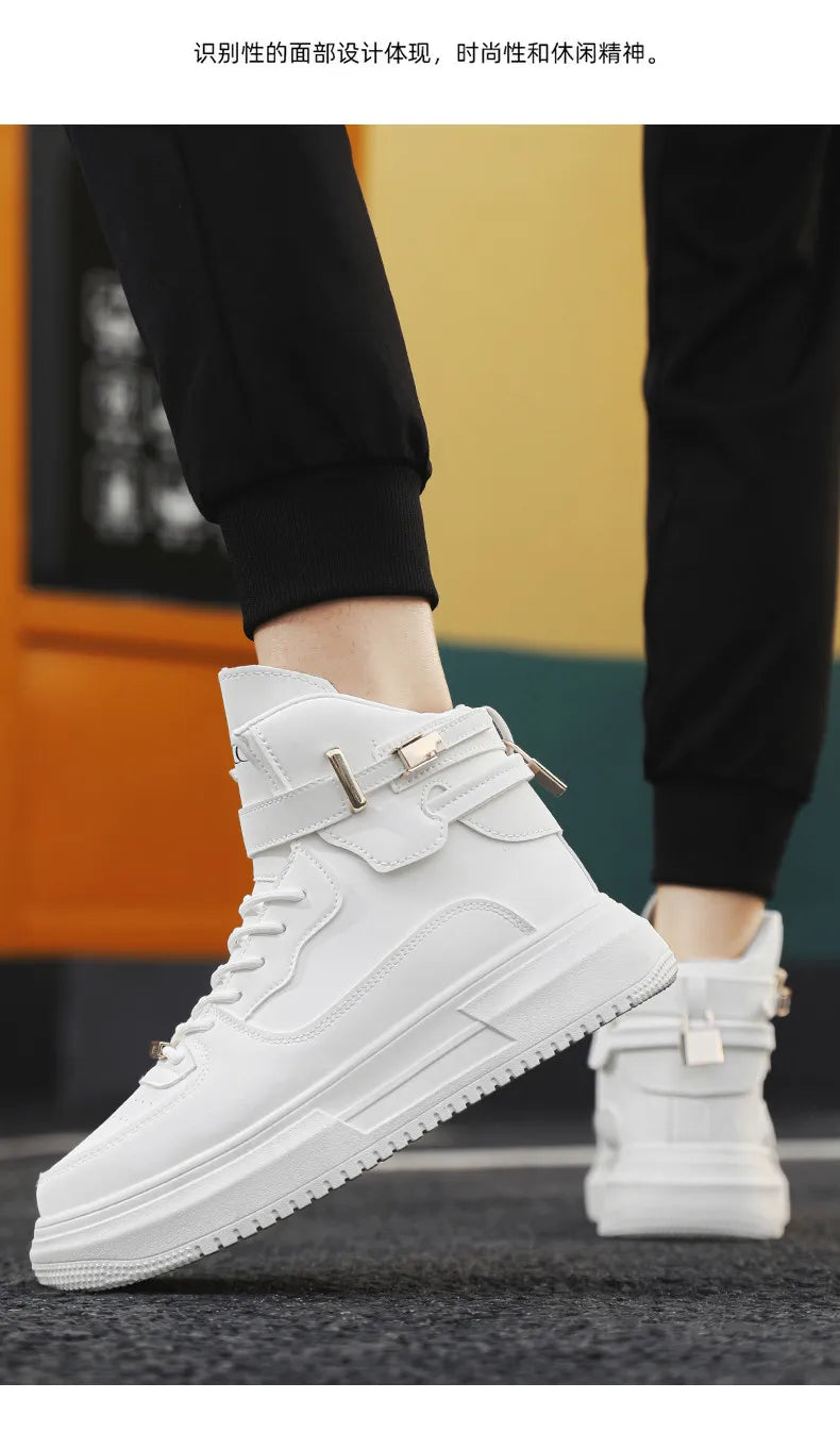 Hot Fashion Brown Sneakers Men 2024 Designer Men High Top Shoes Comfortable Platform Shoes Men Casual Mens Skateboard Sneakers.