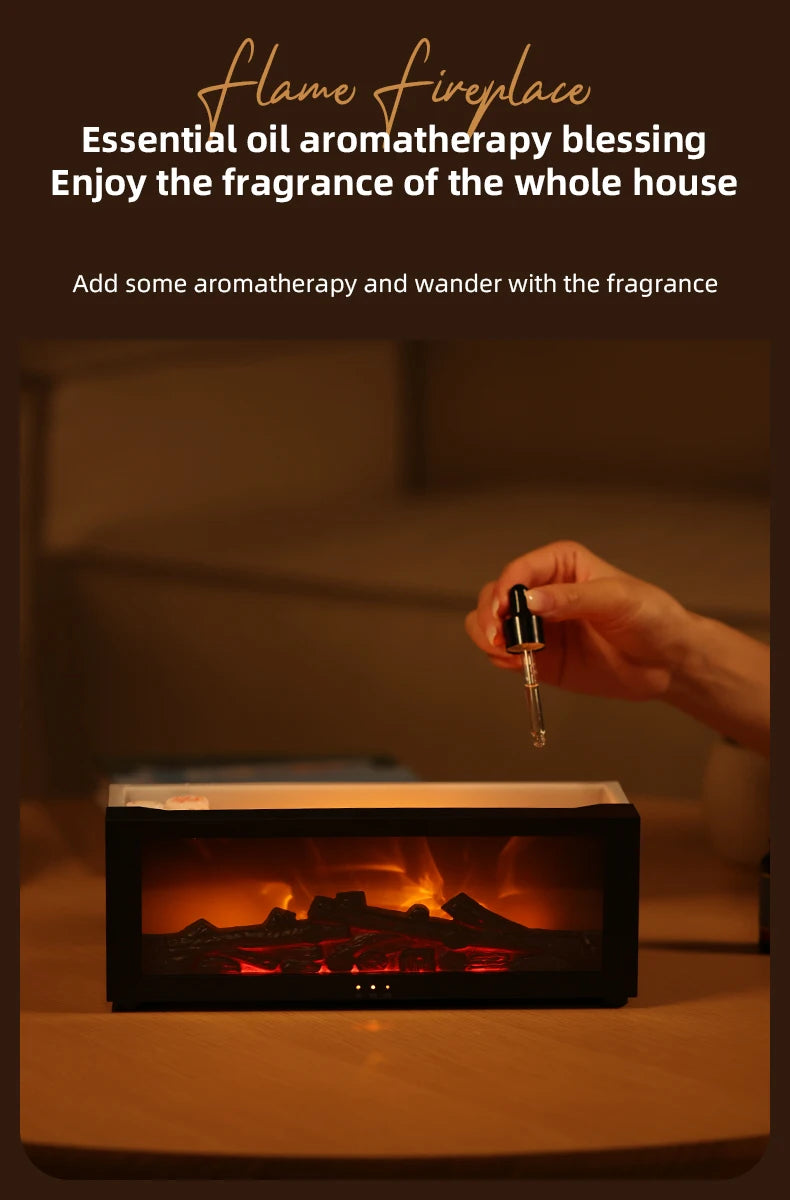 Creative Fireplace Air Humidifier Waterless Auto-Off Aroma Essential Oil Diffuser with LED Light & Remote Control for Home Gift.