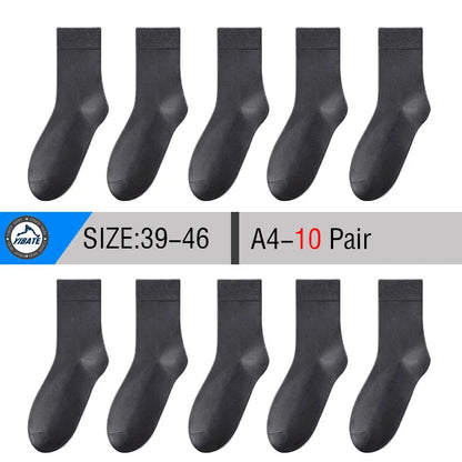 10 Pair Men's Bamboo Socks Anti-bacterial And Anti-odour Soft Business Socks Wearable And Breathable Casual Socks For Men
