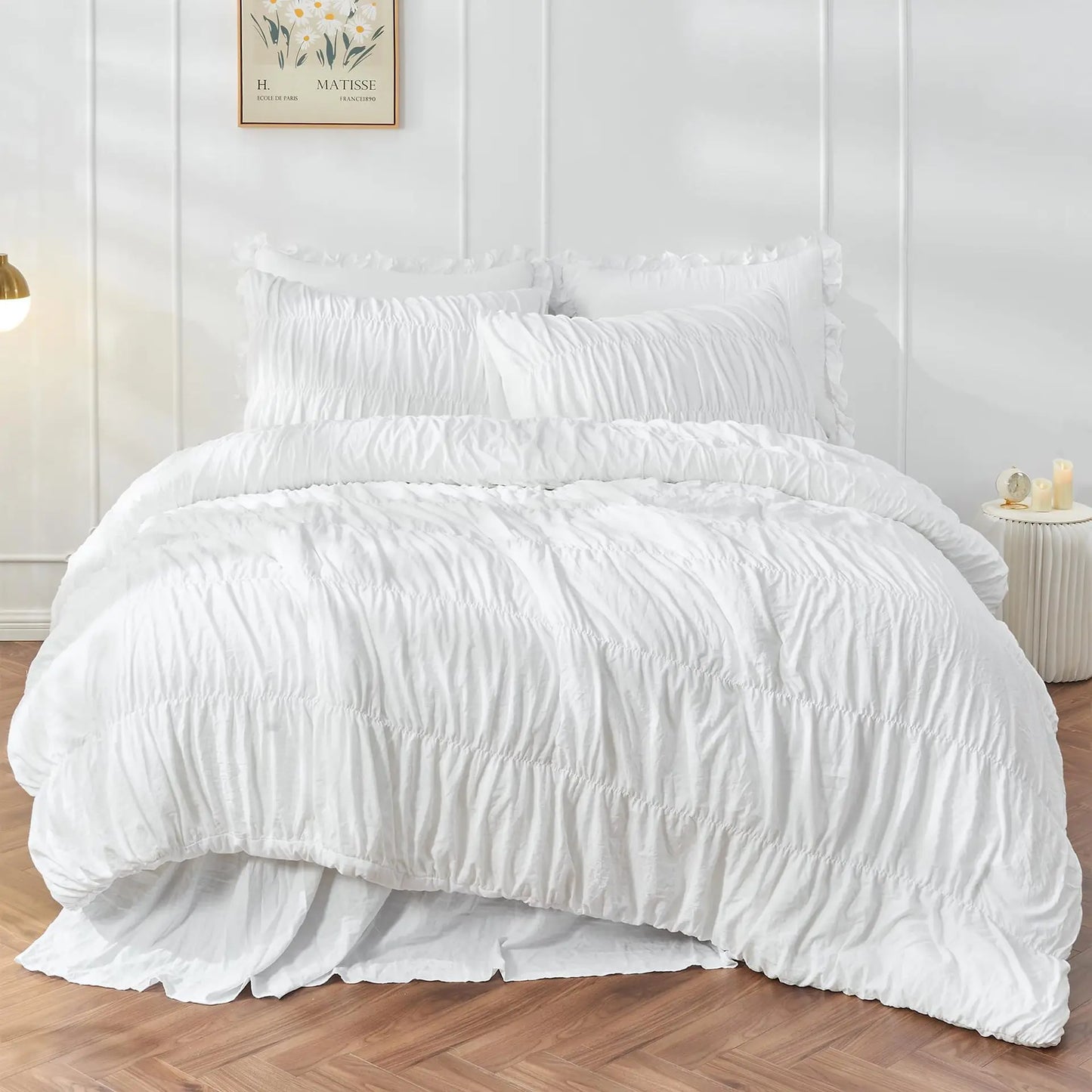 Ruched Black Duvet Cover Soft and Luxury Twin Queen King Comforter Cover Boho Shabby Chic Bedding Set - Fluffy 2/3 Piece Set.